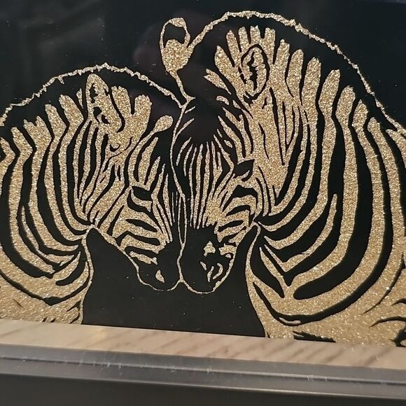 Framed Zebra Art V black And Gold NWT - Picture 2 of 6